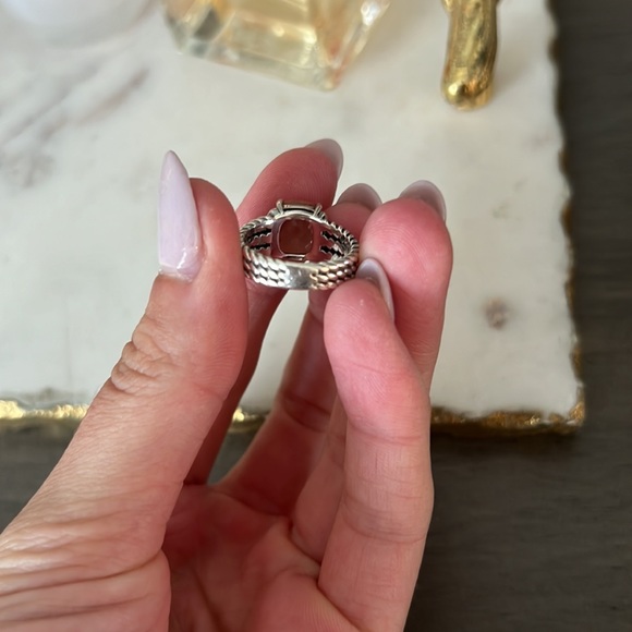 David Yurman Petite Wheaton Ring with Morganite and Pave Diamonds - Picture 6 of 9